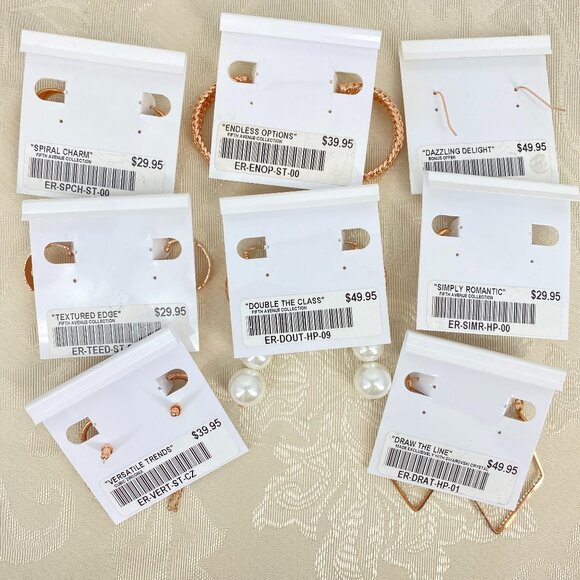 FAC 8 Pair Rose Gold Tone Rhodium Plated Earrings NWT - Picture 9 of 13